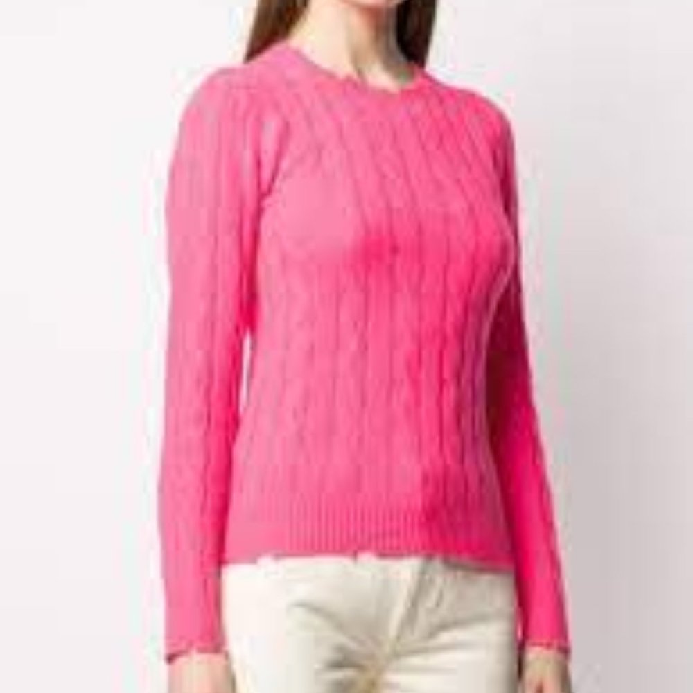 Ralf Lauren Knit  Sweater 100% Cashmere Round Neck Slim  fit  Pink  Medium